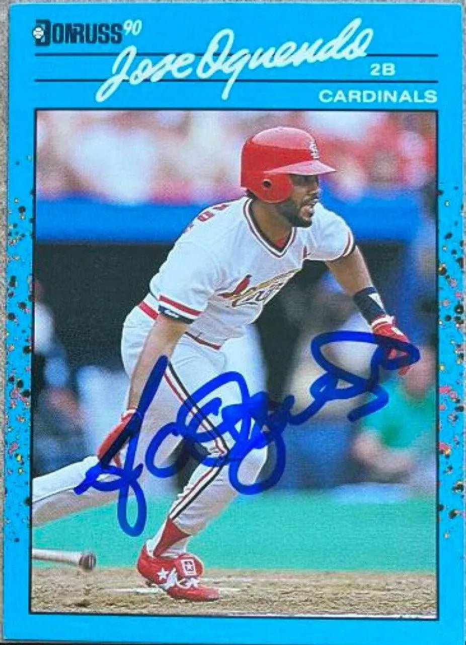 Jose Oquendo Signed 1990 Donruss Best of NL Baseball Card - St Louis Cardinals