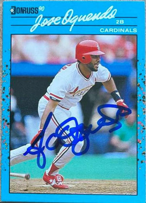 Jose Oquendo Signed 1990 Donruss Best of NL Baseball Card - St Louis Cardinals