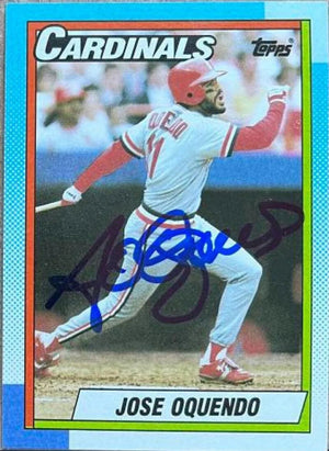 Jose Oquendo Signed 1990 Topps Baseball Card - St Louis Cardinals