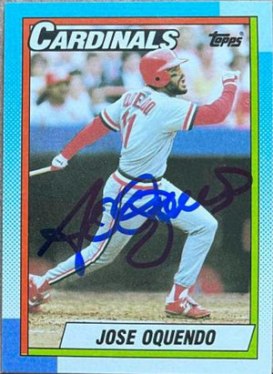 Jose Oquendo Signed 1990 Topps Baseball Card - St Louis Cardinals - PastPros