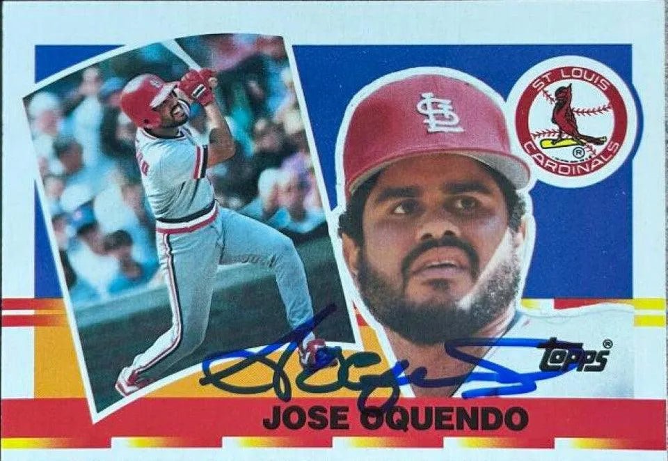 Jose Oquendo Signed 1990 Topps Big Baseball Card - St Louis Cardinals