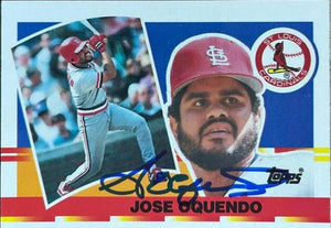 Jose Oquendo Signed 1990 Topps Big Baseball Card - St Louis Cardinals