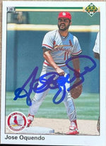 Jose Oquendo Signed 1990 Upper Deck Baseball Card - St Louis Cardinals