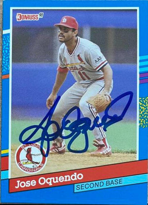 Jose Oquendo Signed 1991 Donruss Baseball Card - St Louis Cardinals - PastPros