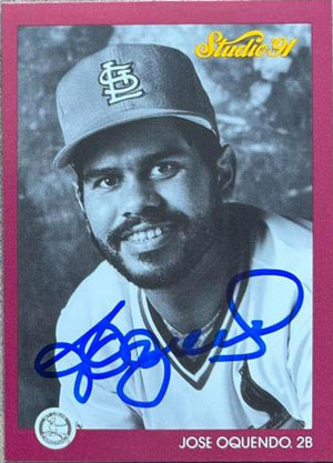 Jose Oquendo Signed 1991 Studio Baseball Card - St Louis Cardinals - PastPros