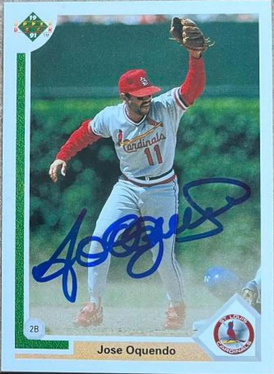 Jose Oquendo Signed 1991 Upper Deck Baseball Card - St Louis Cardinals