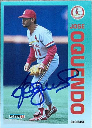 Jose Oquendo Signed 1992 Fleer Baseball Card - St Louis Cardinals - PastPros