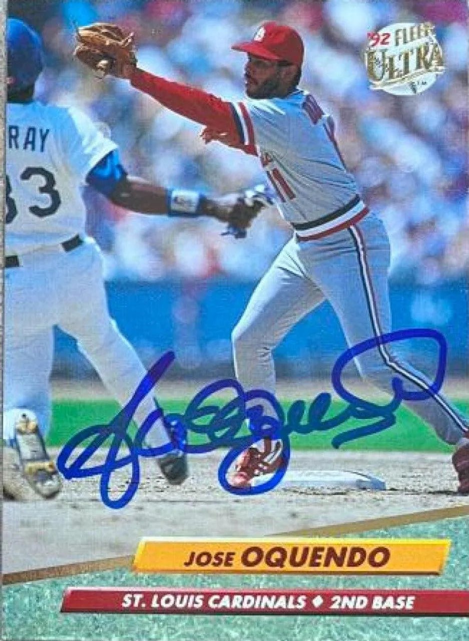 Jose Oquendo Signed 1992 Fleer Ultra Baseball Card - St Louis Cardinals