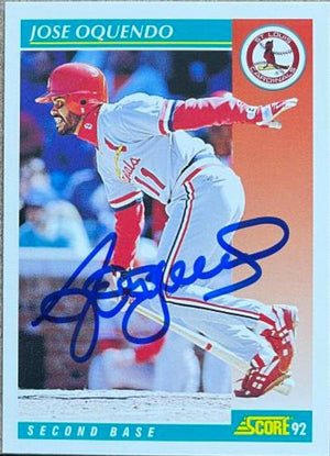 Jose Oquendo Signed 1992 Score Baseball Card - St Louis Cardinals - PastPros