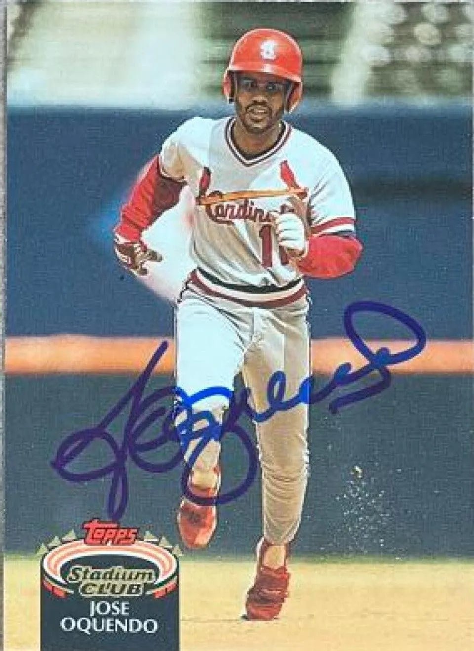 Jose Oquendo Signed 1992 Stadium Club Baseball Card - St Louis Cardinals