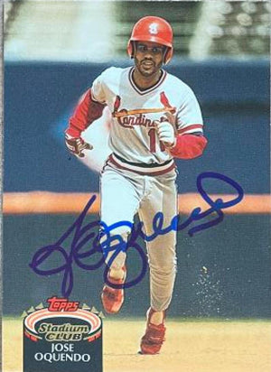 Jose Oquendo Signed 1992 Stadium Club Baseball Card - St Louis Cardinals - PastPros