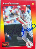 Jose Oquendo Signed 1992 Triple Play Baseball Card - St Louis Cardinals