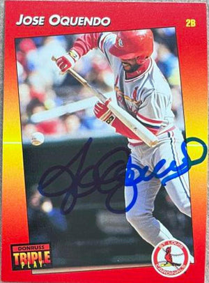 Jose Oquendo Signed 1992 Triple Play Baseball Card - St Louis Cardinals - PastPros