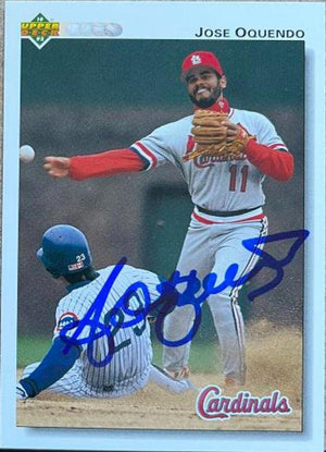 Jose Oquendo Signed 1992 Upper Deck Baseball Card - St Louis Cardinals - PastPros
