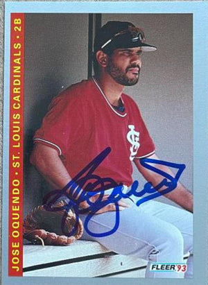 Jose Oquendo Signed 1993 Fleer Baseball Card - St Louis Cardinals - PastPros