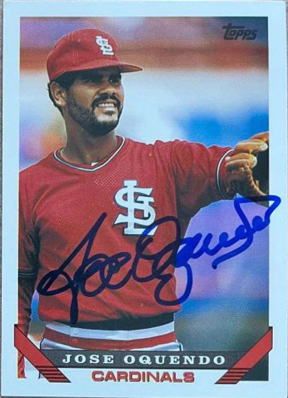 Jose Oquendo Signed 1993 Topps Baseball Card - St Louis Cardinals