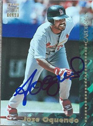 Jose Oquendo Signed 1994 Team Stadium Club Baseball Card - St Louis Cardinals - PastPros