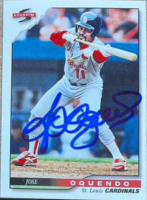 Jose Oquendo Signed 1995 Score Baseball Card - St Louis Cardinals - PastPros