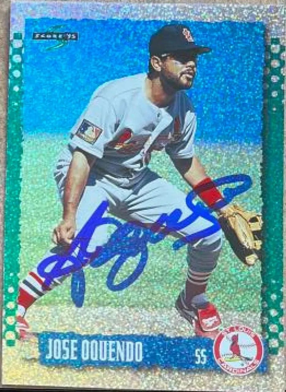 Jose Oquendo Signed 1995 Score Platinum Team Sets Baseball Card - St Louis Cardinals