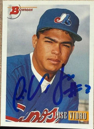 Jose Vidro Signed 1993 Bowman Baseball Card - Montreal Expos #592 RC