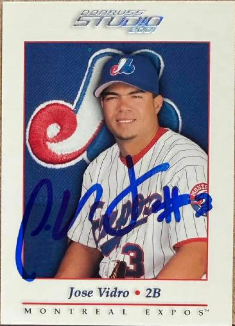 Jose Vidro Signed 2001 Donruss Studio Baseball Card - Montreal Expos #78