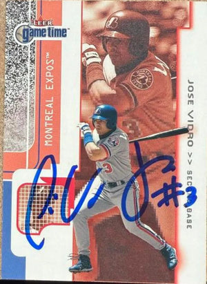 Jose Vidro Signed 2001 Fleer Game Time Baseball Card - Montreal Expos #55