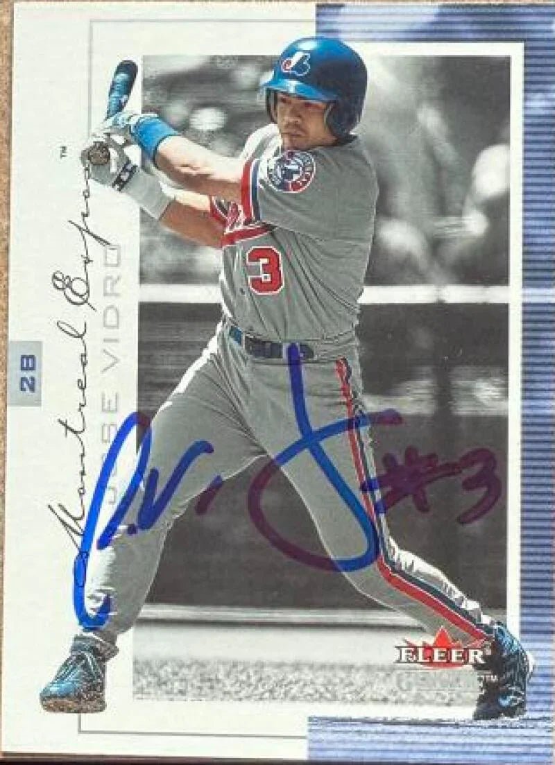 Jose Vidro Signed 2001 Fleer Genuine Baseball Card - Montreal Expos #44