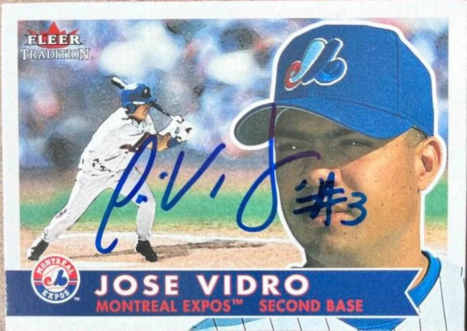 Jose Vidro Signed 2001 Fleer Tradition Baseball Card - Montreal Expos