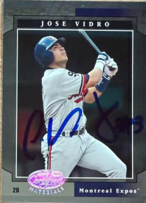 Jose Vidro Signed 2001 Leaf Certified Materials Baseball Card - Montreal Expos #78