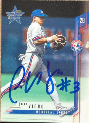 Jose Vidro Signed 2001 Leaf Rookies & Stars Baseball Card - Montreal Expos #58