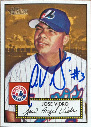 Jose Vidro Signed 2001 Topps Heritage Baseball Card - Montreal Expos (Black Back) - PastPros
