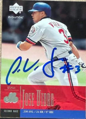 Jose Vidro Signed 2001 Upper Deck Evolution Baseball Card - Montreal Expos #66