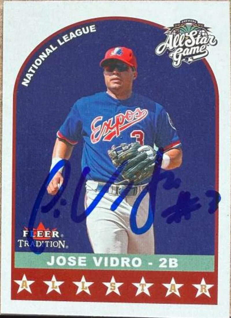 Jose Vidro Signed 2002 Fleer Tradition Update Baseball Card - Montreal Expos #U331