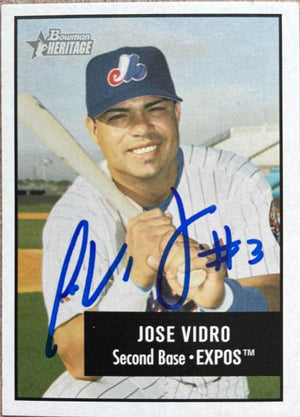 Jose Vidro Signed 2003 Bowman Heritage Baseball Card - Montreal Expos - PastPros