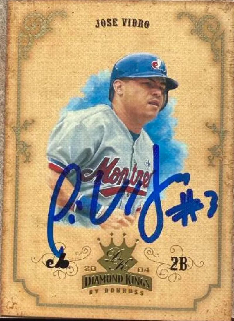Jose Vidro Signed 2004 Donruss Diamond Kings Baseball Card - Montreal Expos #13