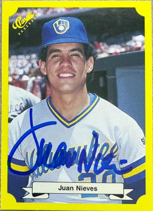 Juan Nieves Signed 1987 Classic Update Yellow Baseball Card - Milwaukee Brewers (Green Back) - PastPros