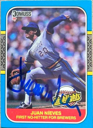 Juan Nieves Signed 1987 Donruss Highlights Baseball Card - Milwaukee Brewers - PastPros