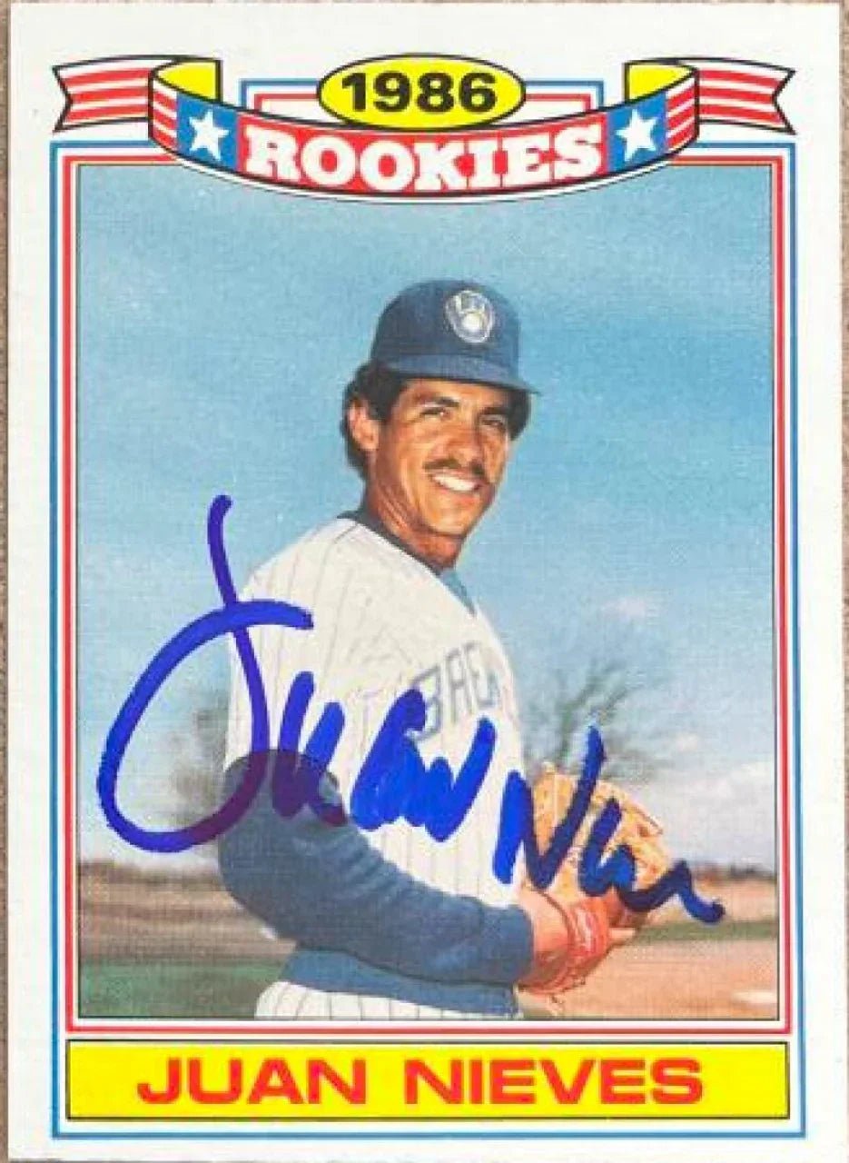 Juan Nieves Signed 1987 Topps Glossy Rookies Baseball Card - Milwaukee Brewers