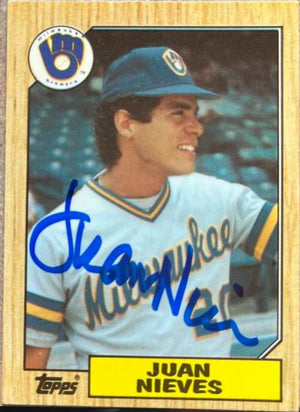 Juan Nieves Signed 1987 Topps Tiffany Baseball Card - Milwaukee Brewers - PastPros