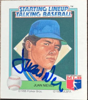 Juan Nieves Signed 1988 Parker Bros Starting Lineup Talking Baseball Card - Milwaukee Brewers - PastPros