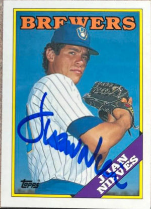 Juan Nieves Signed 1988 Topps Tiffany Baseball Card - Milwaukee Brewers - PastPros