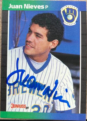 Juan Nieves Signed 1989 Donruss Baseball Card - Milwaukee Brewers - PastPros