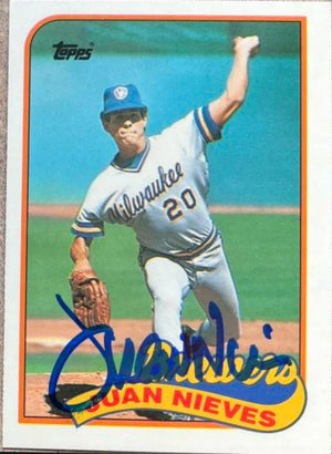 Juan Nieves Signed 1989 Topps Tiffany Baseball Card - Milwaukee Brewers - PastPros