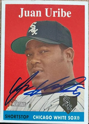 Juan Uribe Signed 2007 Topps Heritage Baseball Card - Chicago White Sox