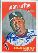 Juan Uribe Signed 2008 Topps Heritage Baseball Card - Chicago White Sox