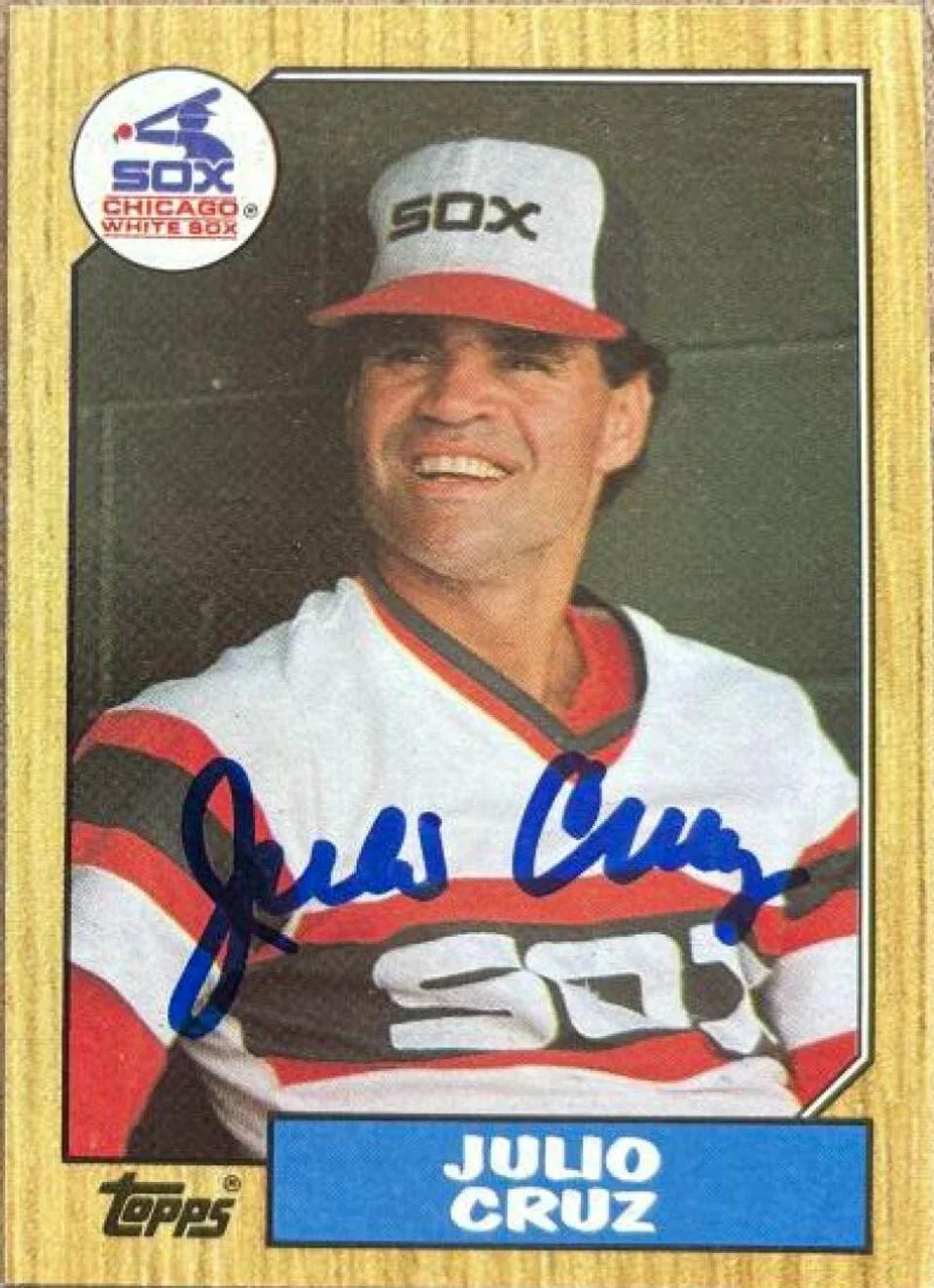 Julio Cruz Signed 1987 Topps Baseball Card - Chicago White Sox - PastPros