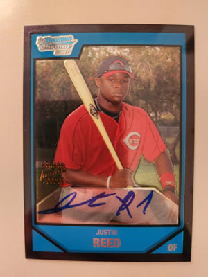 Justin Reed Signed 2007 Bowman Chrome Prospects Baseball Card - Cincinnati Reds #BC229
