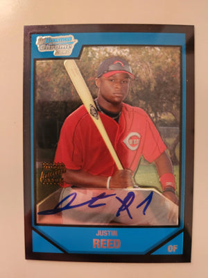 Justin Reed Signed 2007 Bowman Chrome Prospects Baseball Card - Cincinnati Reds #BC229 - PastPros
