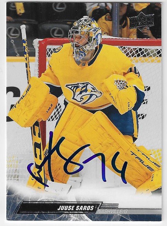Juuse Saros Signed 2022-23 Upper Deck Hockey Card - Nashville Predators