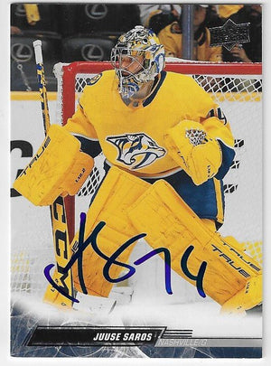 Juuse Saros Signed 2022-23 Upper Deck Hockey Card - Nashville Predators